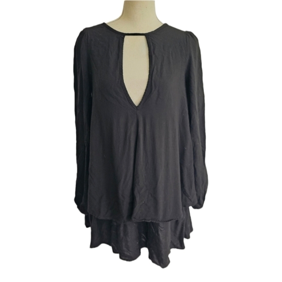 Free People "Beck" Black Tiered Mini Dress - Picture 3 of 9